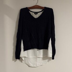 RW&CO. Plum/Speckled Sweater with White Layered Hem